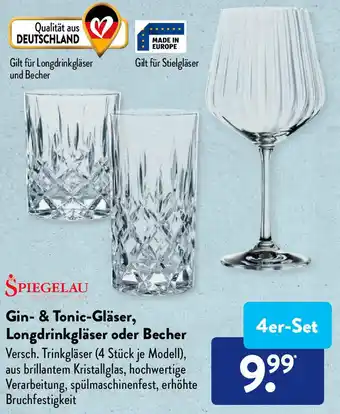 Aldi Süd Spiegelau Gin & Tonic Gläser, Longdrinkgläser oder Becher Angebot