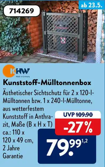 Aldi Süd Kunststoff Mülltonnenbox Angebot