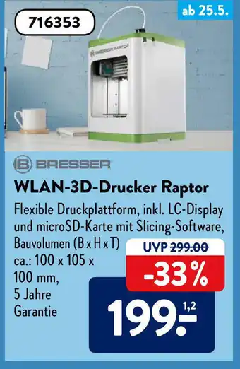 Aldi Süd Bresser WLAN 3D Drucker Raptor Angebot