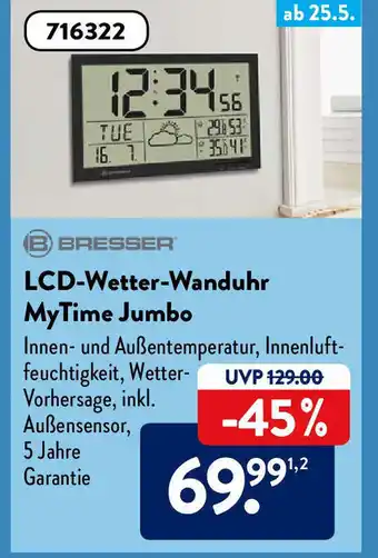 Aldi Süd Bresser LCD Wetter Wanduhr MyTime Jumbo Angebot