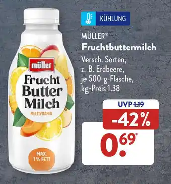 Aldi Süd Müller Fruchtbuttermilch 500 g Flasche Angebot