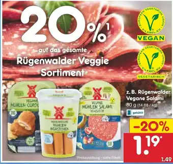 Netto Marken-Discount Rugenwalder Veggie Sortiment - Vegane Salami 80g Angebot