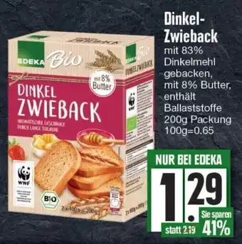 Edeka Edeka Bio Dinkel Zwieback 200g Packung Angebot