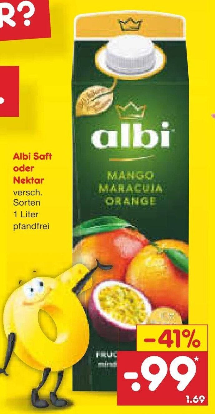 Albi Saft o. Nektar 1L Angebot bei Netto MarkenDiscount