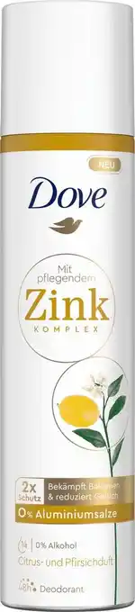 dm drogerie Dove deospray zink citrus-pfirsichduft Angebot