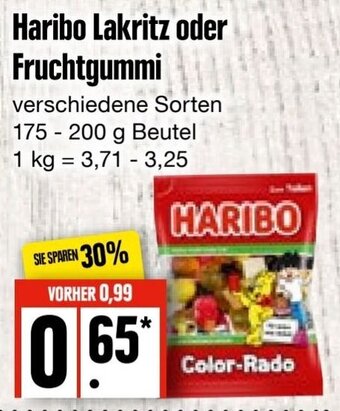 Edeka Frischemarkt Haribo Lakritz oder Fruchtgummi 175/200 g Beutel Angebot