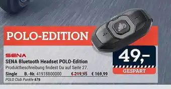 Polo Sena Bluetooth Headset Polo-edition Angebot