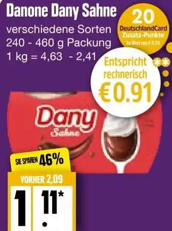 Edeka Frischemarkt Danone Dany Sahne 240-460 g Packung Angebot