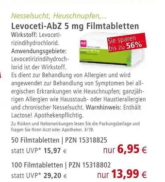 Apotal Levoceti-abz 5 Mg Filmtabletten Angebot