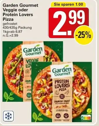 WEZ Garden Gourmet Veggie oder Protein Lovers Pizza 430/435g Packung Angebot