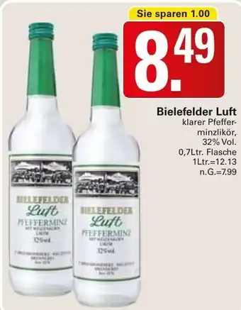 WEZ Bielefelder Luft klarer Pfefferminzlikör 0,7Ltr. Flasche Angebot