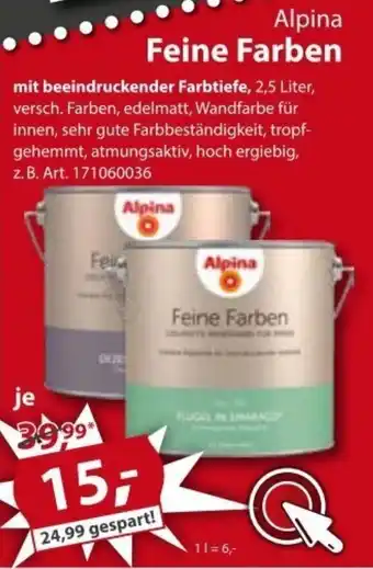 Sonderpreis Baumarkt Alpina Feine Farben 2,5 Liter Angebot