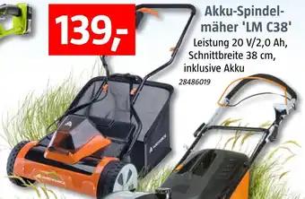 Bauhaus Akku Spindelmäher 'LM C38' Angebot