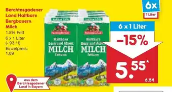 Netto Marken-Discount Berchtesgadener Land Haltbare Bergbauern Milch 6*1L Angebot