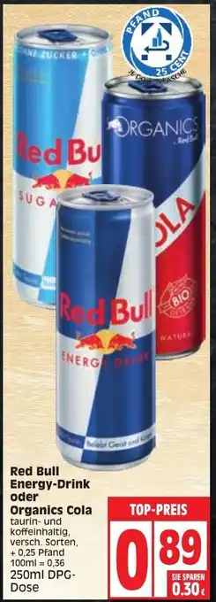 Edeka Red Bull Energy Drink oder Organics Cola Angebot