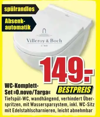 B1 Discount Baumarkt WC Komplett Set ,,O.novo/Targa" Angebot