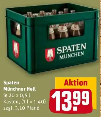 REWE Center Spaten Münchner Hell 20x0,5 L Kasten Angebot