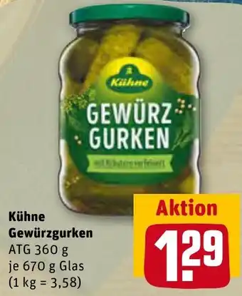 REWE Center Kühne Gewürzgurken 670 g Glas Angebot