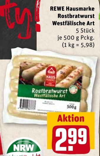 REWE Center Rewe Hausmarke Rostbratwurst Westfälische Art 500 g Pckg. Angebot