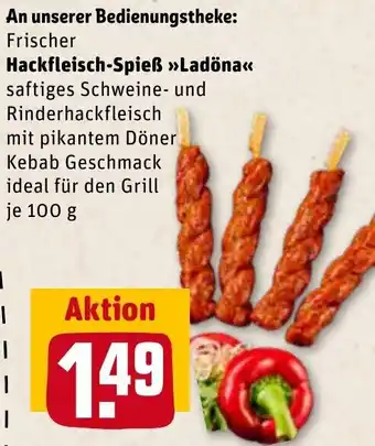 REWE Kaufpark Frischer Hackfleisch Spieß ,,Ladöna" 100 g Angebot