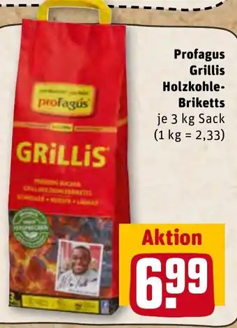 REWE Center Profagus Grillis Holzkohle Briketts 3 kg Sack Angebot