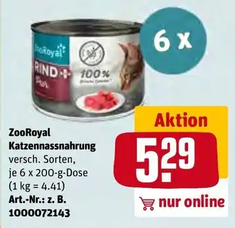 REWE Center ZooRoyal Katzennassnahrung 6 x 200 g Dose Angebot