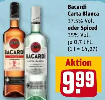 REWE Kaufpark Bacardi Carta Blanca oder Spiced 0,7 L Fl. Angebot