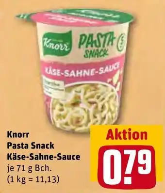 REWE Kaufpark Knorr Pasta Snack Käse Sahne Sauce 71 g Becher Angebot