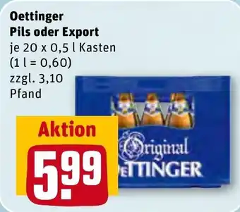 REWE Center Oettinger Pils oder Export 20x0,5 L Kasten Angebot