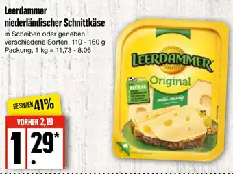 Edeka Leerdammer niederländischer Schnittkäse 110-160 g Packung Angebot
