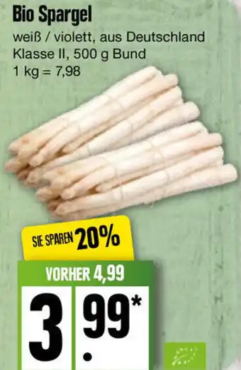 Edeka Bio Spargel weiß/violett 500 g Bund Angebot