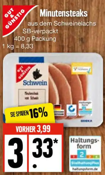 Edeka Gut & Günstig Minutensteaks 400 g Packung Angebot