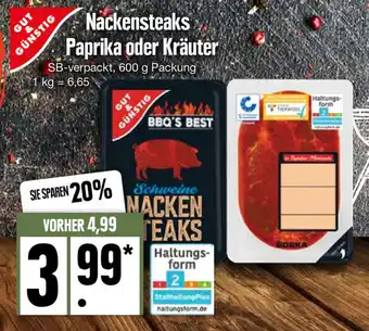 Edeka Gut & Günstig Nackensteaks Paprika oder Kräuter 600 g Packung Angebot