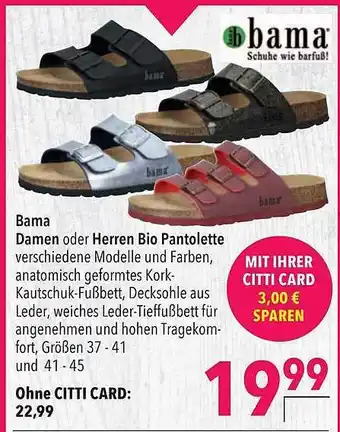 CITTI Markt Bama Damen Oder Herren Bio Pantolette Angebot