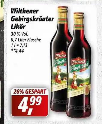 Simmel Wilthener Gebirgkräuter Likör Angebot