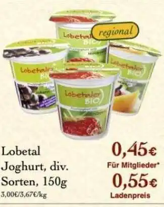 LPG Biomarkt Lobetal Joghurt Angebot