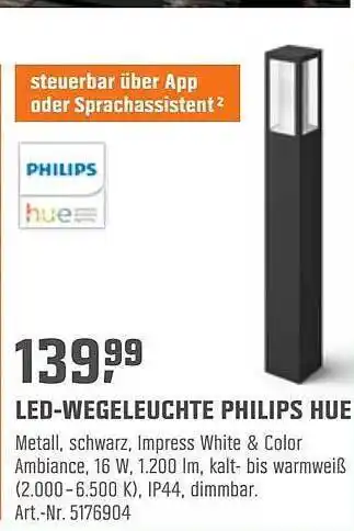 OBI Led-wegeleuchte Philips Hue Angebot