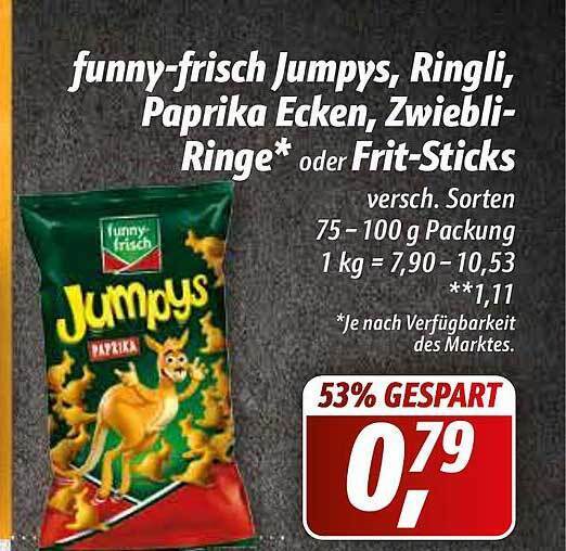 Funnyfrisch Jumpys, Ringli, Paprika Ecken, Zwiebli Ringe Oder Frit