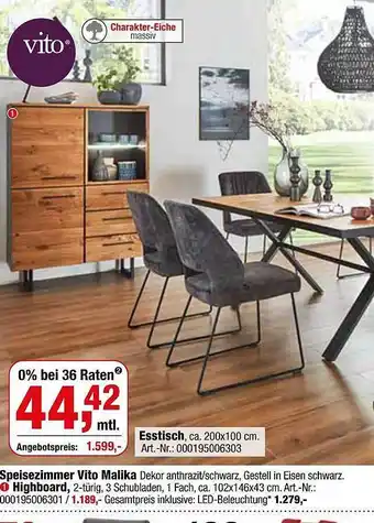 Opti Wohnwelt Vito Speisezimmer Vito Malika Oder Highboard Angebot