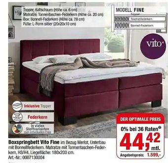 Opti Wohnwelt Boxspringbett Vito Fine Angebot