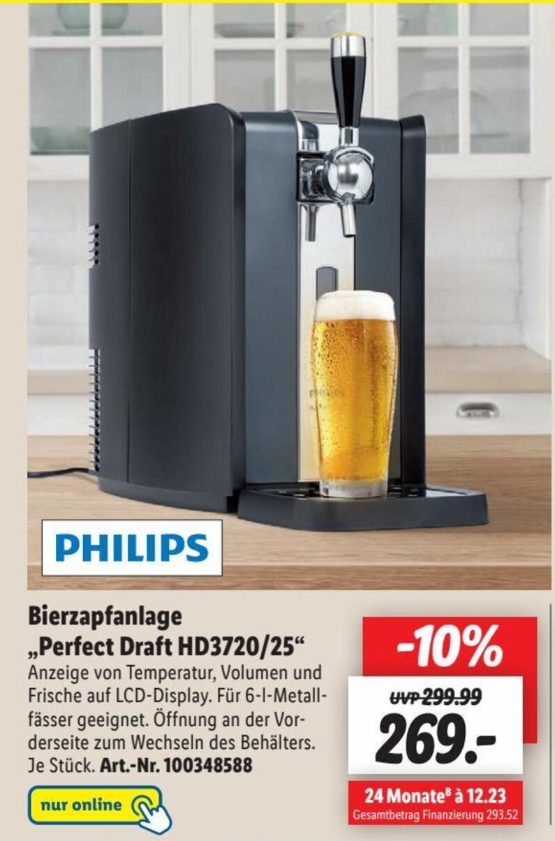 Philips Bierzapfanlage Perfect Draft HD3720/25 Angebot bei Lidl
