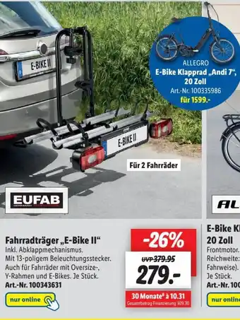 Lidl Eufab Fahrradtrager E-Bike II Angebot