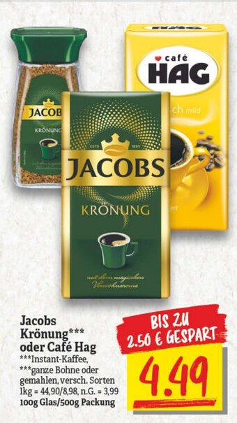 NP Discount Jacobs Kronung o. Cafe Hag 100/500g Angebot