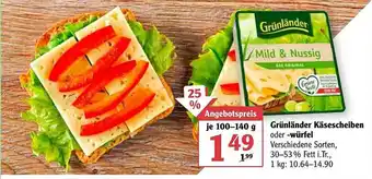 Globus Grünländer Käsescheiben Oder -würfel Angebot