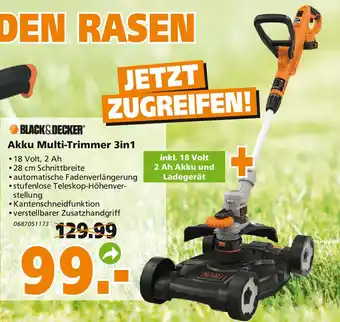 Globus Baumarkt Black & Decker Akku Multi Trimmer 3in1 Angebot