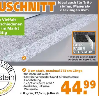 Globus Baumarkt Fensterbank Zuschnitt 3 cm Stark, maximal 275 cm Länge Angebot