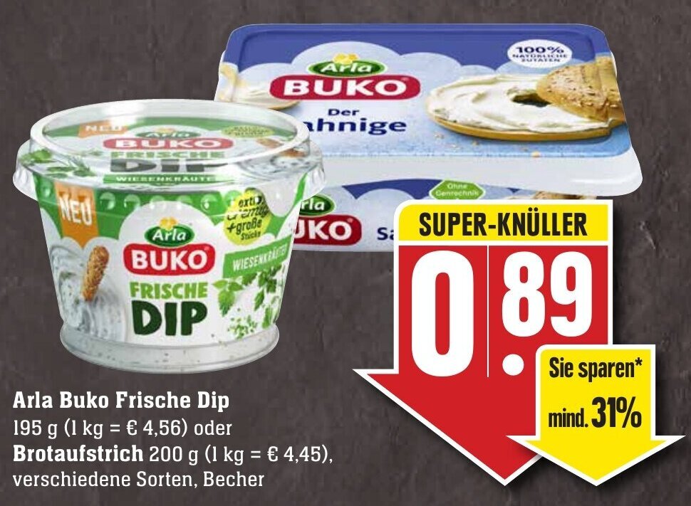 Edeka Neukauf Arla Buko Frische Dip 195 g oder Brotaufstrich 200 g Becher Angebot