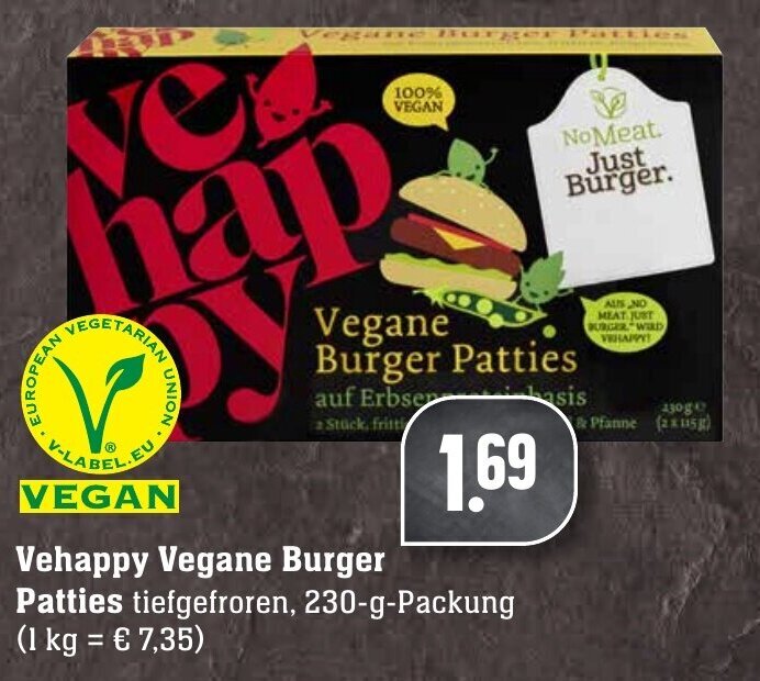 Vehappy Vegane Burger Patties 230 g Packung Angebot bei Edeka Neukauf
