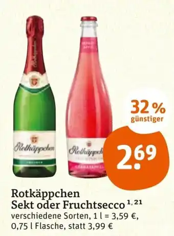 tegut Rotkäppchen Sekt oder Fruchtsecco 0,75 L Flasche Angebot