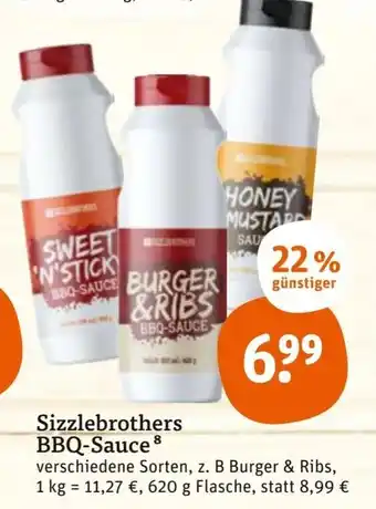 tegut Sizzlebrothers BBQ Sauce 620 g Flasche Angebot